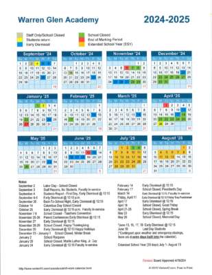 WGA Calendars - Warren Glen Academy full